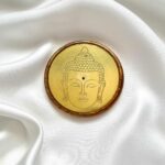 Podstawka z Drewna Mango i Złotego Metalu - Budda